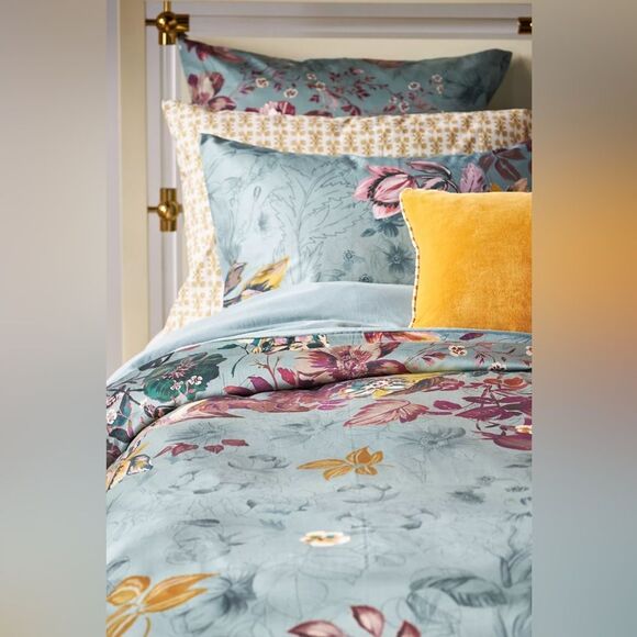 Anthropologie Olive Cotton Sateen Duvet 4540H989AA Queen - Picture 2 of 4